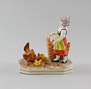 9997034-a Porzellan Figur Mädchen mit Hühnern Ernst Bohne 14x15cm - Picture 1 of 4