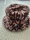 ASOS BROWN FLUFFY FAUX FUR BUCKET HAT UNISEX ONE SIZE PRE-OWNED FREE SHIPPING!!