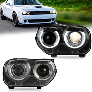 VLAND Headlights Assembly For 2015-22 Dodge Challenger Left+Right Side Headlamps - Picture 1 of 10