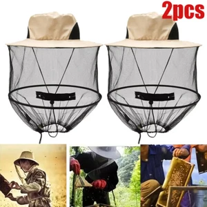 2X Anti-Mosquito Bug Bee Insect Head Net Hat Cap Sun Protect For Fishing Camping - Picture 1 of 8