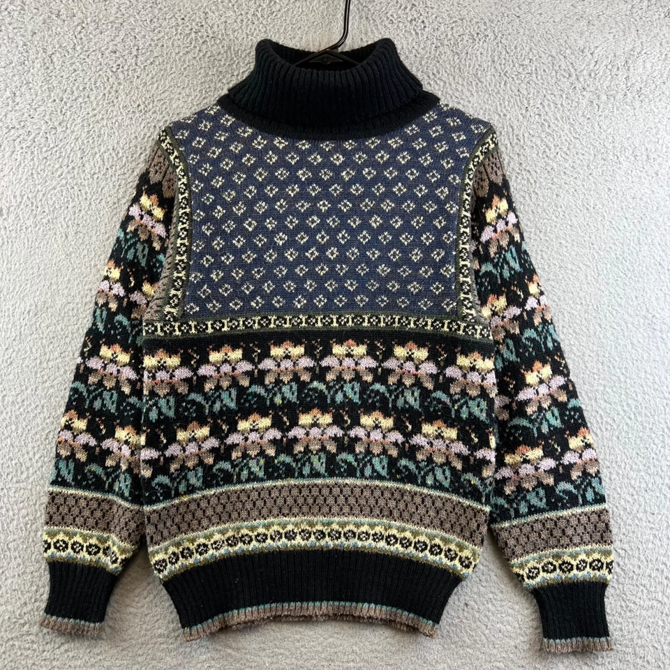 Suéter Vintage Jason Maxwell Floral Rayas Para Mujer Tejido Cuello Tortuga S Foto 1 de 4