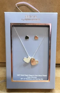 Believe by Brilliance Set aus Halskette und Ohrringen Zirkonia Herz 18" + 2" J17 - Bild 1 von 6