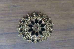 Vintage Florenza Mourning Brooch Pin Costume Jewelry 2" x 2.5" Onyx Victorian - Picture 1 of 9