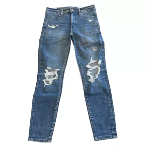 Pantalones de mezclilla American Eagle para mujer talla 6 tiro alto ajustados patada siguiente nivel elásticos nuevos con etiquetas - Imagen 1 de 15