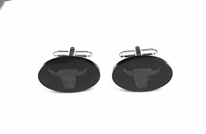 Highland Cow Head Scottish Mens Novelty Cufflinks In Black - Picture 1 of 3