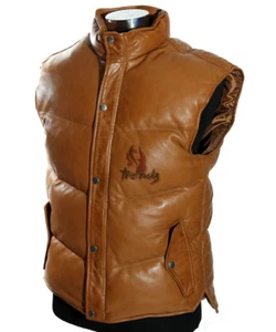 Chaleco acolchado militar de cuero de cordero marrón acolchado Everest Puffer para hombre - Imagen 1 de 11