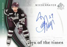 2005 SP Authentic Sign of the Times Auto #SN Scott Niedermayer   Card TW