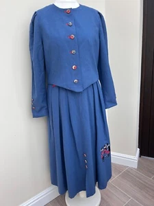 Vintage Julius Lang Trachten Wool Jacket Skirt 10 Applique Bavarian Octoberfest - Picture 1 of 20