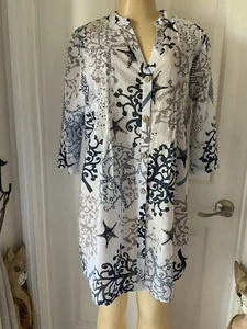 NWT Club Z Collection M Tunic Top 100% Cotton Shirt Beach Blouse Coverup - Afbeelding 1 van 7