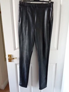 Miss Selfridge Size 10 Leather Look Stretch Fabric Trousers - Picture 1 of 6