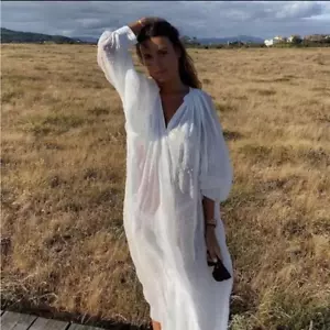ZARA Bloggers Favorite Swiss Dot Sheer Dress White - Picture 1 of 15