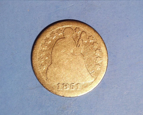 1851 SEATED LIBERTY DIME  POOR CONDITION  ~ 224-3 Cover