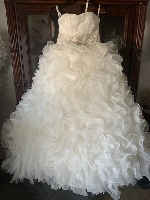 Justin Alexander Wedding Dress Ruffled Skirt Corset Beaded Top size 4-6 - Image 1 of 4