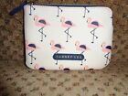 Cool Dabney White With Pink Flamingos Zippered Cosmetic Make-Up Purse Case