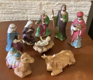 Vintage ATICO Nativity Porcelain 8 Christmas Set - No Chips! Box Included - Picture 1 of 11