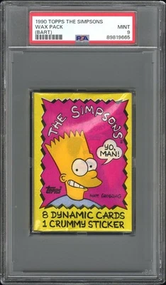 1990 Topps The Simpsons Wax Pack BART PSA 9 MINT - LOW POP ONLY 1 GRADED HIGHER - Image 1 of 2