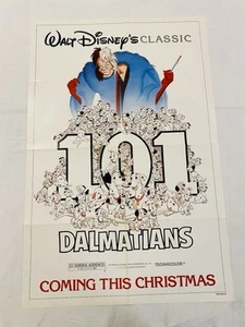 101 DALMATIONS ORIGINAL 1985 XMAS ADVANCE 27x41 MOVIE POSTER DISNEY CLASSIC - Picture 1 of 9