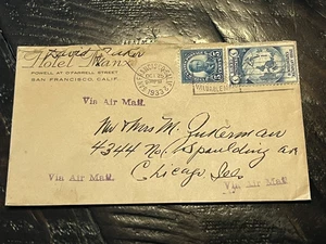 Oddball Philately - Hotel MANX Postal Cover 1933 San Francisco to Chicago - Picture 1 of 7