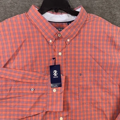 IZOD Men Comfort + Performance Woven Shirt Faded Rose Check Sz 4XB NEW $70 - Image 1 of 4