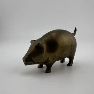 Vintage Messing Figur Schwein rustikal Bauernhaus schön! Briefbeschwerer - Bild 1 von 7