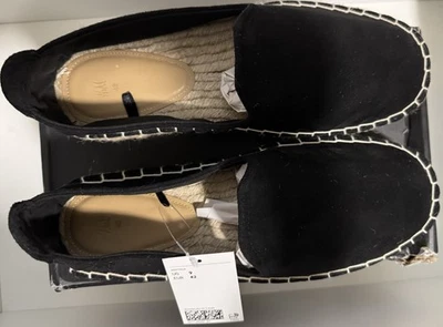 H&M Black Espadrille Mesh Knit Breathable Slip On Black Shoe Size 9 Us 42 Eur - Image 1 of 4