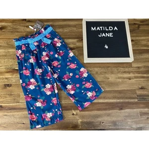 NWT Matilda Jane Moments With You Blue Happy Harvest Floral Rayon Pants Girls 4 - Picture 1 of 7
