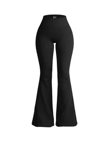 NEW OQQ XL Women’s Flare Yoga Pants, Black, Active Leggings Xl - Picture 1 of 5
