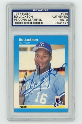 PSA DNA Bo Jackson Signed 1987 Fleer Card #369 COA RC Rookie Kansas City Royals - Image 1 of 2