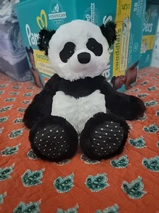 Demdaco Nat & Jules Black And White Cream Panda Bear Stuffed Plush 12" - Picture 1 of 8