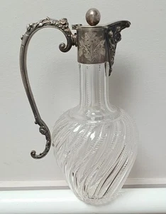 Antique Cut Glass & Silver Plated Claret Jug Victorian - Picture 1 of 6