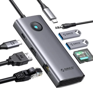 USB C Hub, ORICO 8-in-1 USB C Docking Station with 4K HDMI-Compatible, 100W Powe - Picture 1 of 13