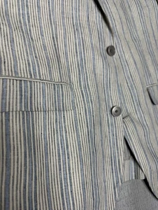 Blazer Bar 111 Slim Fit Azul Tostado Rayas Lino Talla Pequeña Ver Medidas - Imagen 1 de 13