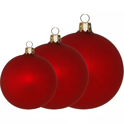 Weihnachtskugeln Set, Ø 6-15cm, weihnachtsrot matt, Thüringer Glas Weihnachtssch - Bild 1 von 4