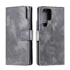 Shockproof Leather Card Slot Wallet Phone Case For Samsung S25 Ultra S24 S22 S7 - Picture 1 of 28