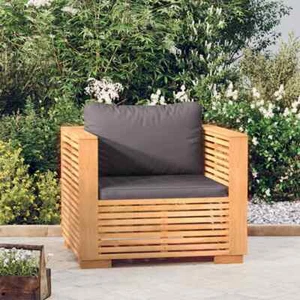 Patio Furniture Outdoor Lounge Chair with Cushions Solid Wood Teak vidaXL - Picture 1 of 35