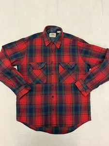Vintage 80’s FieldMaster Red/Blue/Green Plaid Wool Blend Flannel Shirt Mens MED - Picture 1 of 10