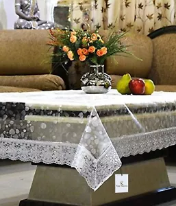 Islamic Traditional Polyvinyl Center Table Cover Coin Print with Silver Lace - Picture 1 of 5