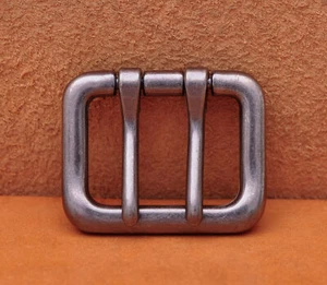 Hombres Resistente Doble Lengua Pin Punta Cinturón Hebilla Se Adapta a 40MM Correa Plateada  - Imagen 1 de 12