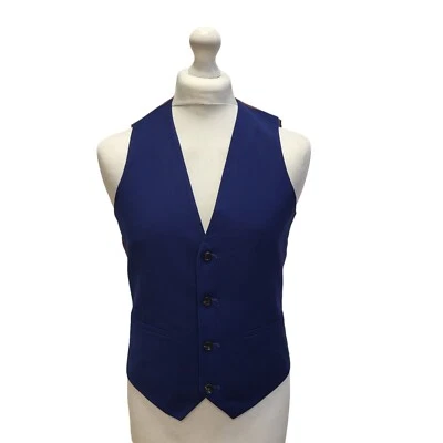 Onesixfive 165 Blue 2 Pocket Smart Formal Waistcoat Men's M 38s" - Image 1 of 4