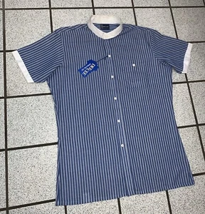 Camisa vintage para hombre a rayas manga corta botones cuello con bandas NUEVA AÑOS 80 talla XL - Imagen 1 de 6