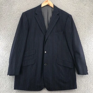 Alfred Dunhill London Blazer Men 44R Navy Striped Wool 3 Button Italy Sport Coat - Picture 1 of 11