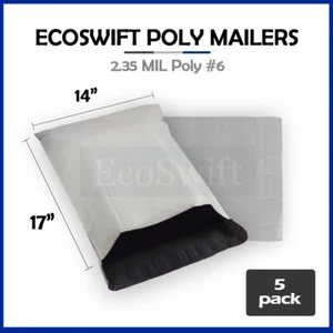 5 14x17 ECOSWIFT WHITE POLY MAILERS SHIPPING ENVELOPES BAGS - Picture 1 of 5