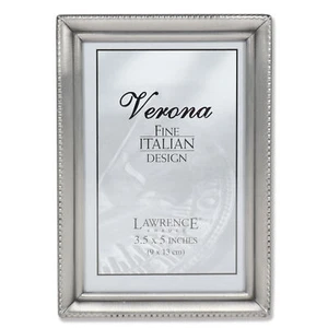 Lawrence 3.5X5 Beaded Edge Metal Frame - Antique Pewter (Same Shipping Any Qty) - Picture 1 of 3