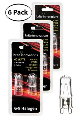 Brite Innovations G9 Halogen Bulb, 40 Watt,120V Q40, CL,T4 JD Type Dimmable