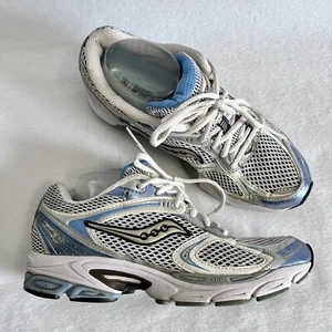 Saucony Ghost 4 Women Sneakers Shoes Sz 9.5 White Blue Glide 2 Pro/Grid - Picture 1 of 12