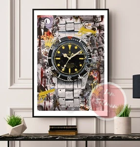 Stampa James Bond Rolex Submariner - poster opera d'arte da parete orologio Sean Connery - Foto 1 di 11