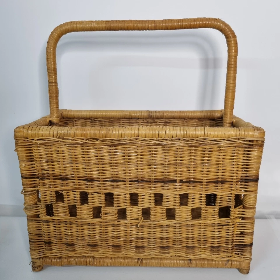 De Colección Cesta de Mimbre Revista Álbum Estante para Libros Almacenamiento Boho Cottagecore Mango  Foto 1 de 4