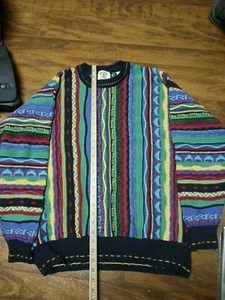 Divots Coogi Style Sweater Size Large Vintage Made In Bulgaria - Picture 1 of 15