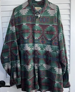 Vintage Cabela's Southwestern Chamois Flannel Shirt Aztec 90s Size 4XL Tall - Picture 1 of 10