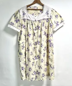 Vintage Moon Dance House Coat Dress Grannycore Floral Robe Pearl Snap Sz Large - Picture 1 of 11
